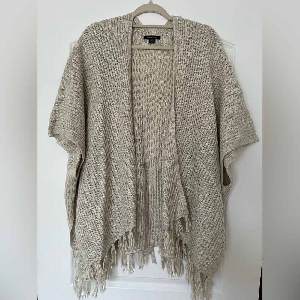 Light Gray & Cream Cardigan/Poncho, One Size
